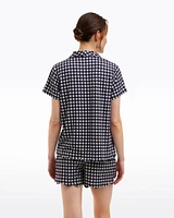 Scallop Sara Pajama Set Navy Gingham