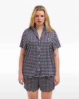 Scallop Sara Pajama Set Navy Gingham