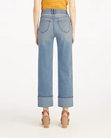 Straight Leg Cuffed Denim