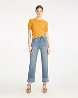 Straight Leg Cuffed Denim