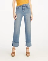 Straight Leg Cuffed Denim