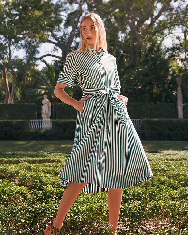 Jordan Green Stripe Midi Dress