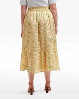 Midi Skirt Floral Rattan