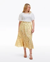 Midi Skirt Floral Rattan