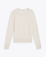 Button Shoulder Cashmere Sweater