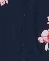 Embroidered Crewneck Cardigan
