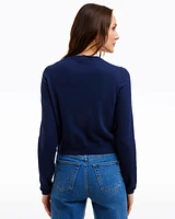 Embroidered Crewneck Cardigan