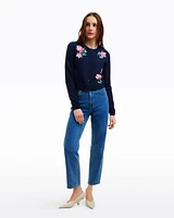 Embroidered Crewneck Cardigan