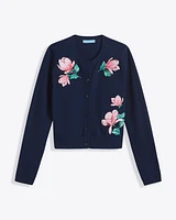 Embroidered Crewneck Cardigan