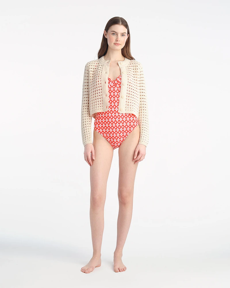 Crochet Sweater Cardigan Beige