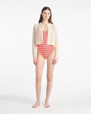 Crochet Sweater Cardigan Beige