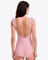 Seersucker Ruffle Tank One Piece