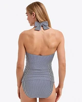 Seersucker Halter Bandeau Tankini
