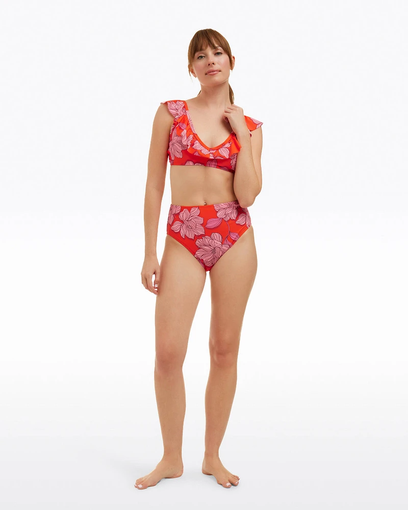 Red Magnolia Ruffle Bralette