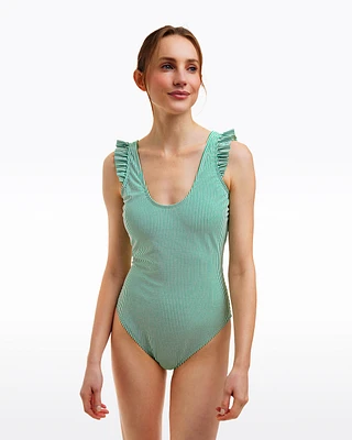 Seersucker Ruffle Tank One Piece