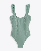 Seersucker Ruffle Tank One Piece