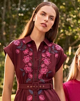 Presley Embroidered Midi Shirtdress Raspberry Pink