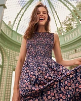Wren Sleeveless Smocked Midi Dress Twilight Vines