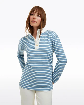 Gillian Long Sleeve Top Blue Mariner Stripe