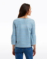 Corey Bell Sleeve Top Blue Mariner Stripe