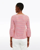 Corey Bell Sleeve Top Red Mariner Stripe