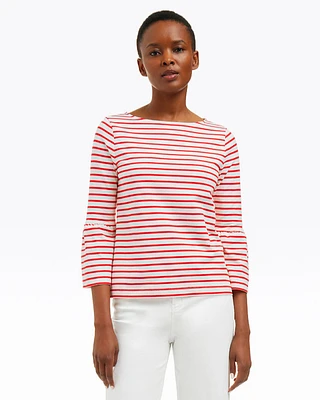 Corey Bell Sleeve Top Red Mariner Stripe