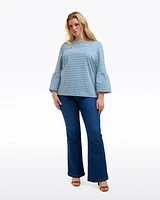 Corey Bell Sleeve Top Blue Mariner Stripe