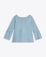Corey Bell Sleeve Top Blue Mariner Stripe