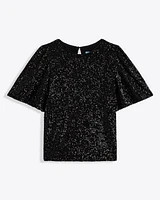 Flutter Sleeve Top Sequins