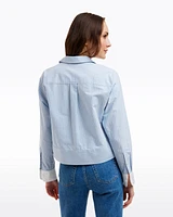 Long Sleeve Cropped Button Down Oxford Shirting