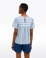 Flutter Sleeve Top Wave Stripe