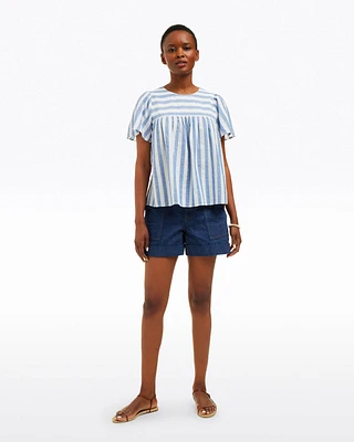 Flutter Sleeve Top Wave Stripe