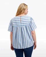 Flutter Sleeve Top Wave Stripe