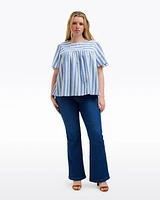 Flutter Sleeve Top Wave Stripe
