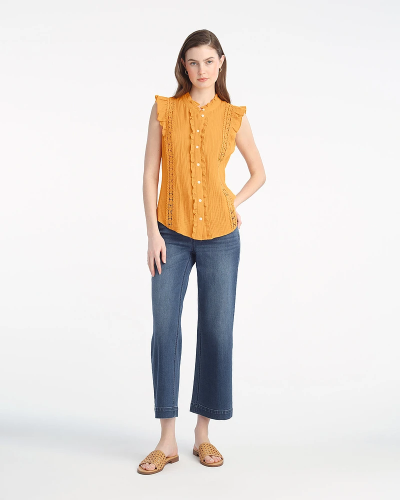 Ruffle Top Crinkle Cotton