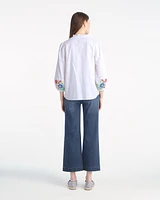 Long Sleeve Top with Floral Embroidery