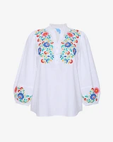 Long Sleeve Top with Floral Embroidery
