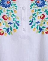 Long Sleeve Top with Floral Embroidery