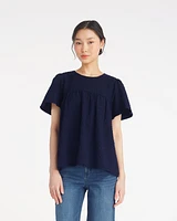 Flutter Sleeve Top Seersucker