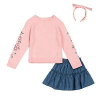 Girls' Sweater, Skirt and Headband Set