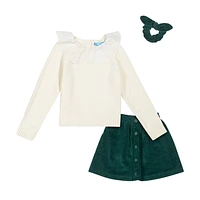 Girl's Sweater, Skirt and Scrunchie Set