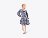 Girl's Cord Printed Dress and Scrunchie Set