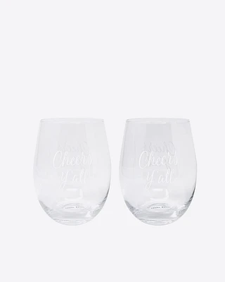 Cheers Y'all Wine Glass Set