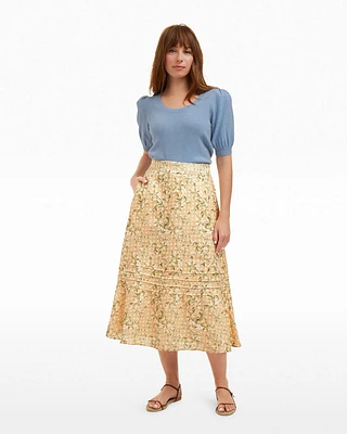 Midi Skirt Floral Rattan