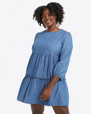 Tiered Trapeze Dress Chambray