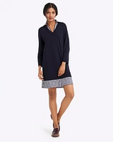 Wool and Cotton Combo Sweaterdress Navy