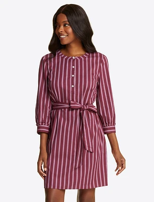 Belted Shift Dress Berry Stripe