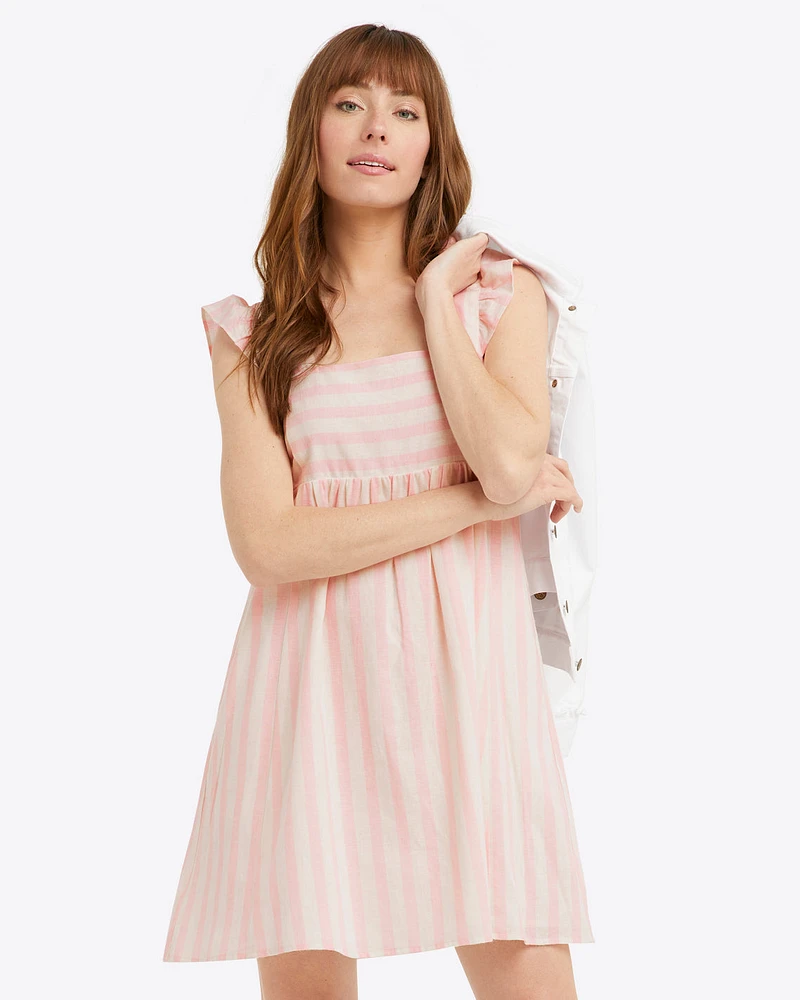 Maddie Babydoll Dress Pink Cabana Stripe