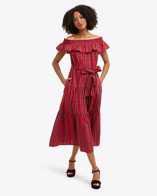 Tie Waist Dress Elle Plaid