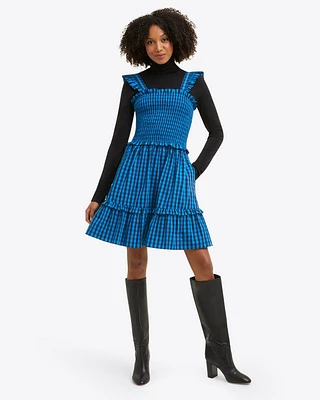 Shania Smocked Dress Blue Gingham